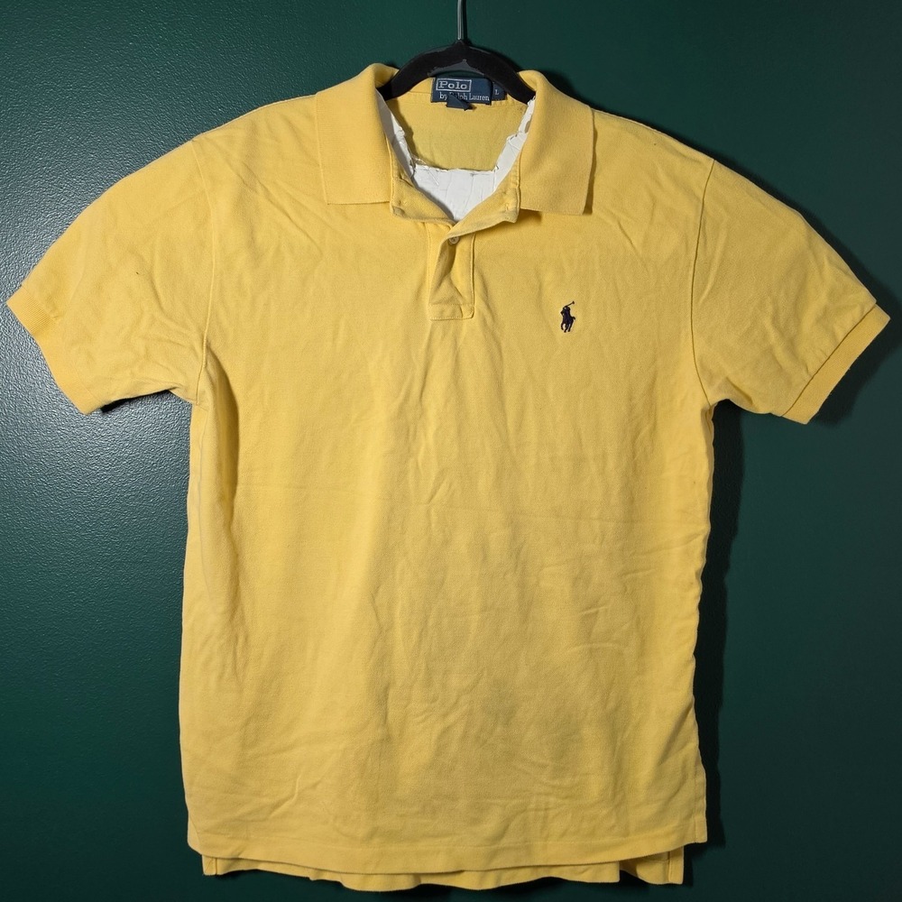 Polo by Ralph Lauren Yellow Short Sleeve Polo Shirt Size Large SKU 1-028